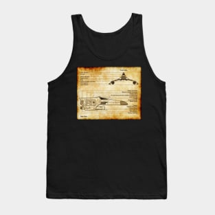 Obsolete Space Fighter Parchment Blueprint Tank Top